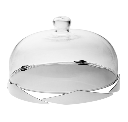 111 Stainless steel cake stand with its dome - Plat a gateau + cloche 31cm